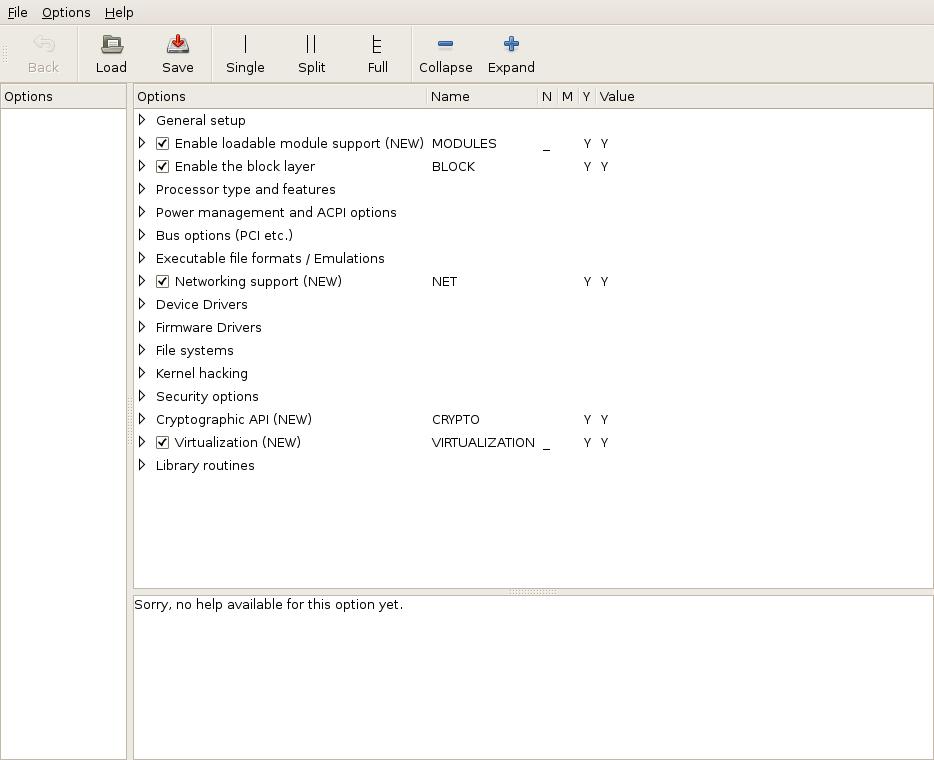  The make gconfig top-level window.
