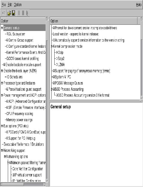  The make xconfig top-level window.
